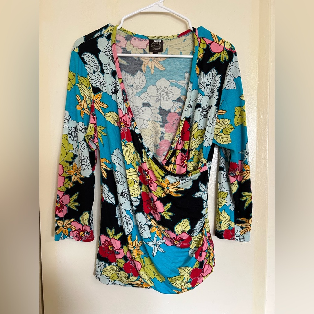 Mesmerize Multi-Colored Faux Wrap Maxi Top